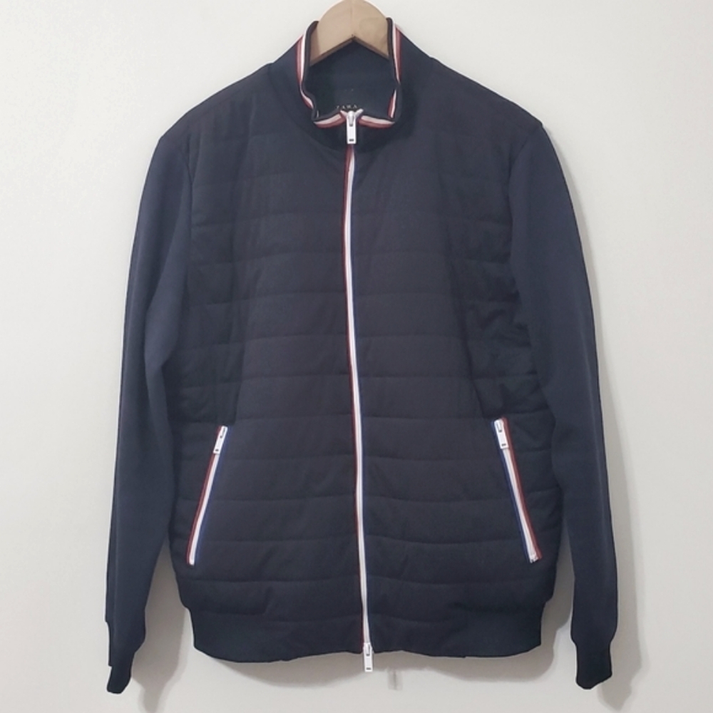 Zara Bomber Jacket Quilted Midnight Blue Mens Large